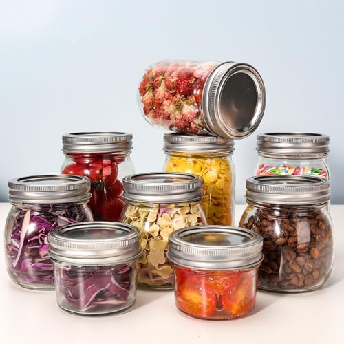 Keketin 10 Oz Glass Mason Jars Set of 24 with Silver lids