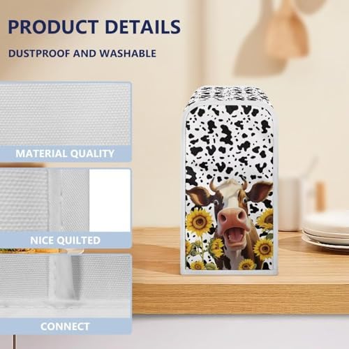 Annejudy Funny Cow Sunflower Stain-Protecting Can Opener Cover for Kitchen