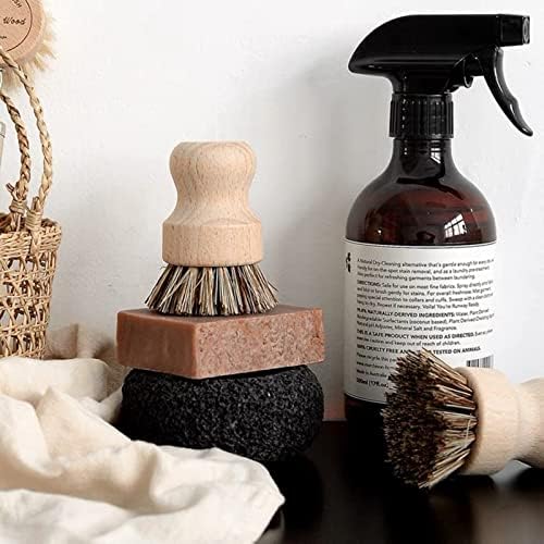 Agatige Mini Dish Brush with Mushroom Head and Wooden Handle