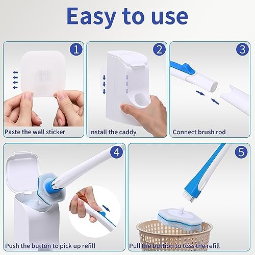40-Piece Disposable Toilet Brush with Wall-Mounted Compact Storage