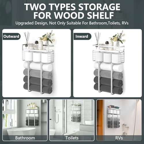 Ergonomic Space-Saving Towel Rack for Bathroom 40 lbs Capacity
