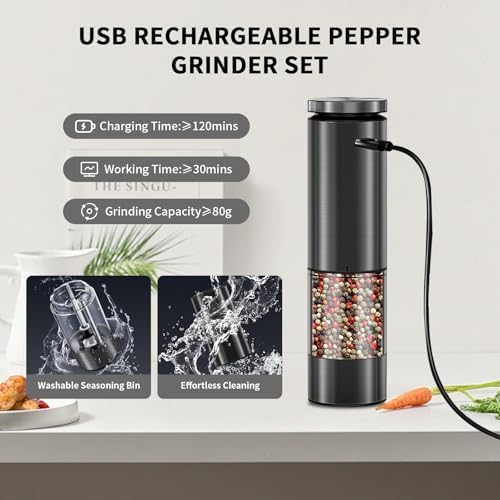Electric Salt and Pepper Grinder Set with LED Light