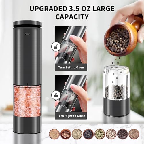 Electric Salt and Pepper Grinder Set with LED Light