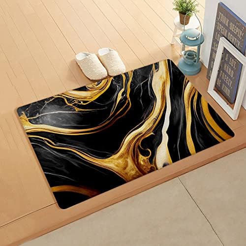 Marble Black Antifatigue Kitchen Bath Door Mat Cushioned Runner Rug
