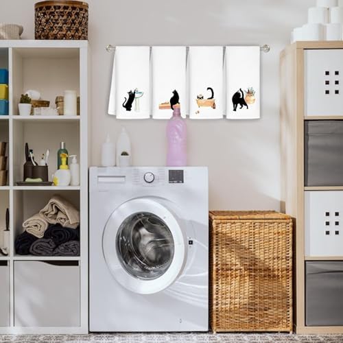 Funny Black Cat Decorative Towels Set of 2
