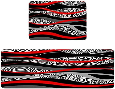 Stunning Geometric Kitchen Rugs 2-Pack Black White