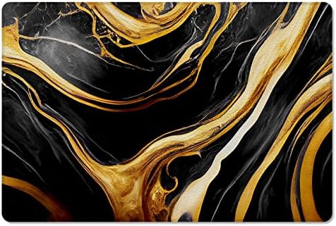 Marble Black Antifatigue Kitchen Bath Door Mat Cushioned Runner Rug