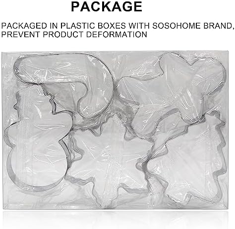Christmas Cookie Cutter Set 5 Piece Snowman Tree Man Cane Flake