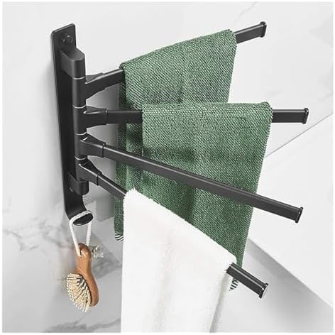 Sturdy Wall-Mounted Towel Rail w 180 Rotation for Towels Clothes