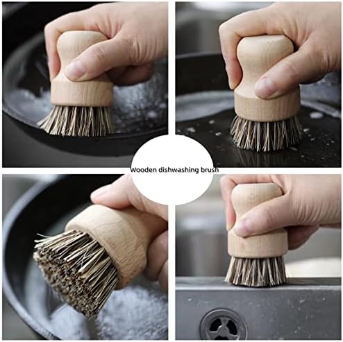 Agatige Mini Dish Brush with Mushroom Head and Wooden Handle