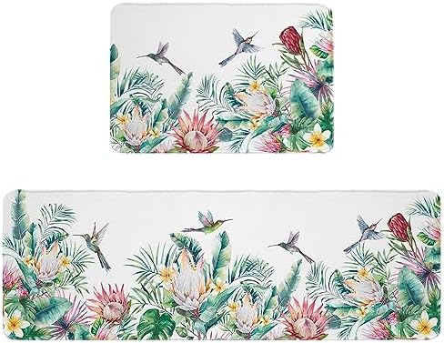 Tropical Kitchen Rugs Set - Soft Standing Mats for Kitchen Bathroom Living Room