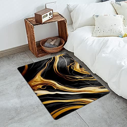 Marble Black Antifatigue Kitchen Bath Door Mat Cushioned Runner Rug