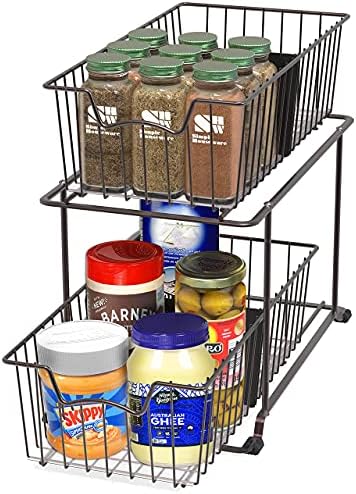 Simple Houseware 2-Tier Wire Basket Organizer with Bronze Finish