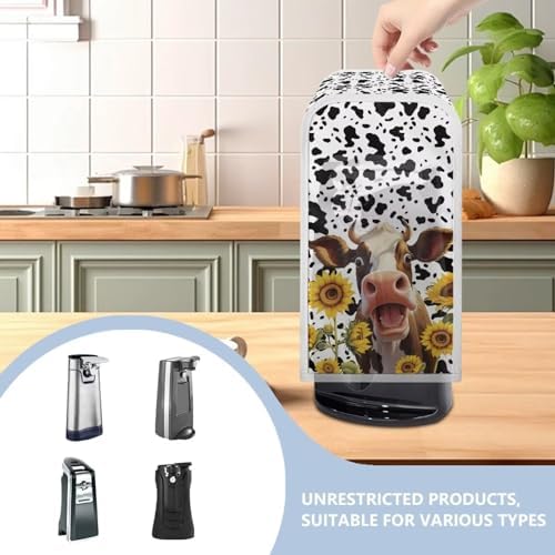 Annejudy Funny Cow Sunflower Stain-Protecting Can Opener Cover for Kitchen