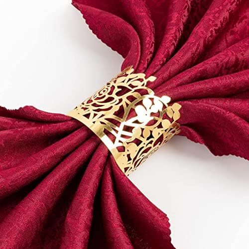Gift Set - Rose Flower Napkin Rings for Weddings Parties Elegant Gold Design