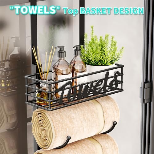 6-Tier Over the Door Wall-Mount Bath Towel Organizer Black