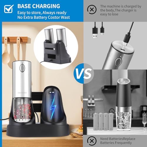 TNUMDRT electric salt and pepper grinder set stainless steel