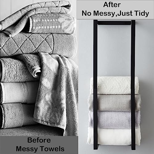 Modern Black Wall Mounted Metal Towel Rack for Bathrooms