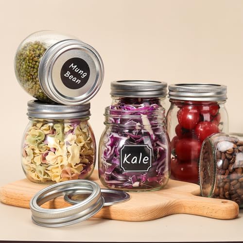 Keketin 10 Oz Glass Mason Jars Set of 24 with Silver lids