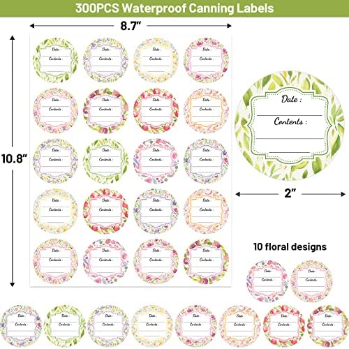 300 Waterproof Canning Labels 2 Inch for Jars