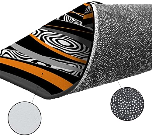 Orange Geometric Kitchen Rug Set 2 PCS Black White Zebra Striped Print