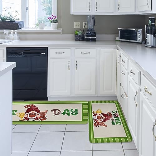 Carosoffe Football Game Day Kitchen Rugs 2 Set - Soft Non-Slip Absorbent