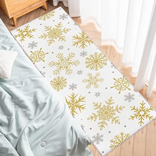 2Pcs Kitchen Rugs Anti Fatigue Kitchen Mat Golden Snowflake Non Slip Runner