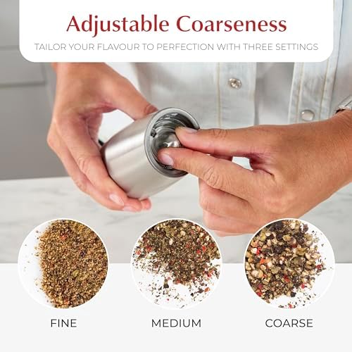 Urban Noon Gravity Salt and Pepper Grinder Set - 2 Grinders with Light