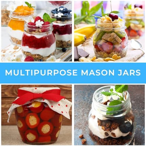 Keketin 10 Oz Glass Mason Jars Set of 24 with Silver lids
