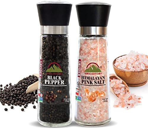 Elegant Himalayan Pink Salt Black Pepper Grinder Set