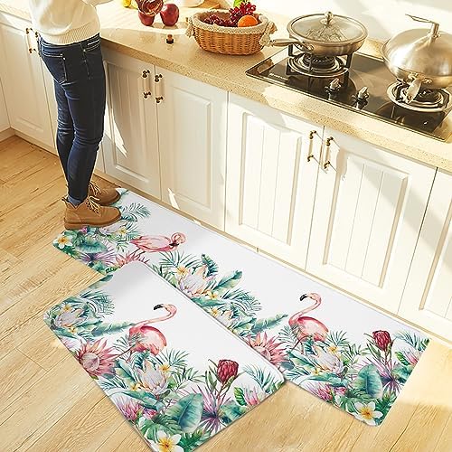 Carosoffe Tropical Kitchen Rugs 2-Pack Soft Non-Slip Absorbent Standing Mats