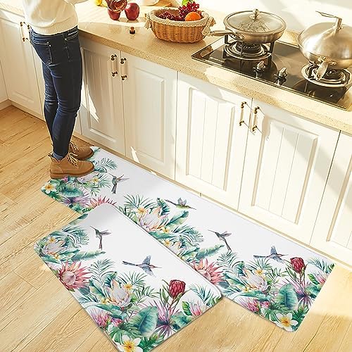 Tropical Kitchen Rugs Set - Soft Standing Mats for Kitchen Bathroom Living Room