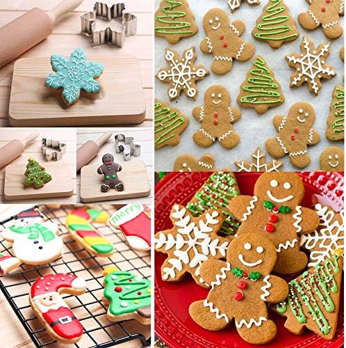 Christmas Cookie Cutter Set 5 Piece Snowman Tree Man Cane Flake