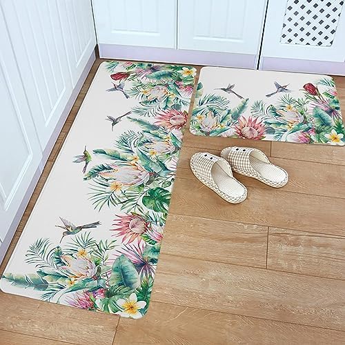 Tropical Kitchen Rugs Set - Soft Standing Mats for Kitchen Bathroom Living Room