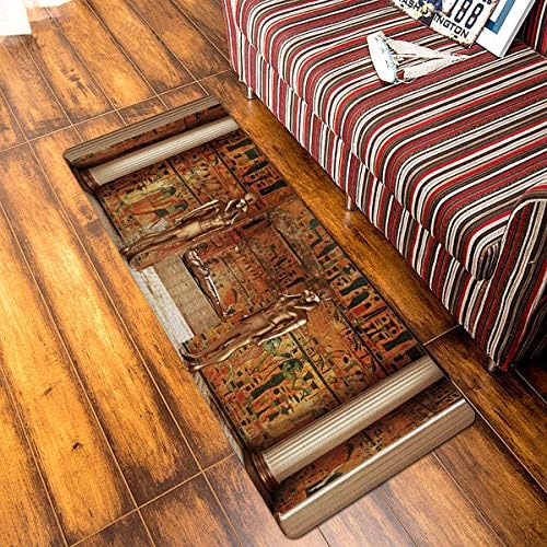 Gold Egyptian Ancient Building Antifatigue Kitchen Door Mat Cushioned Runner Rug 18x59