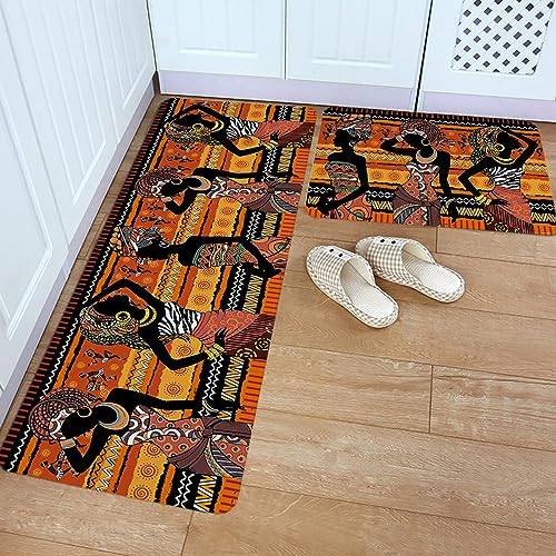 Carosoffe2-Piece Kitchen Bathroom Standing Rugs Set Black Women 16x2416x47
