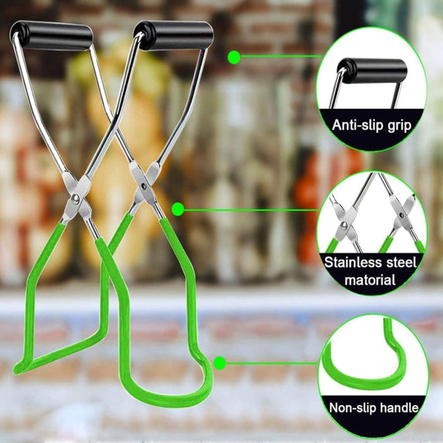 Duokon Canning Jar Lifter Tongs Stainless Steel Jar Lifter with Grip Handle for Glass Jars