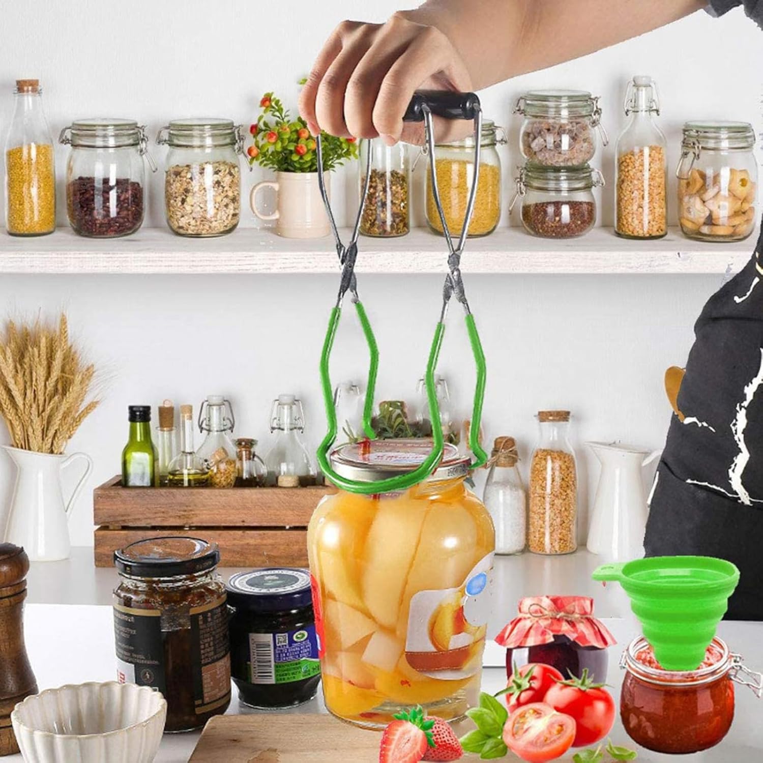 Duokon Canning Jar Lifter Tongs Stainless Steel Jar Lifter with Grip Handle for Glass Jars