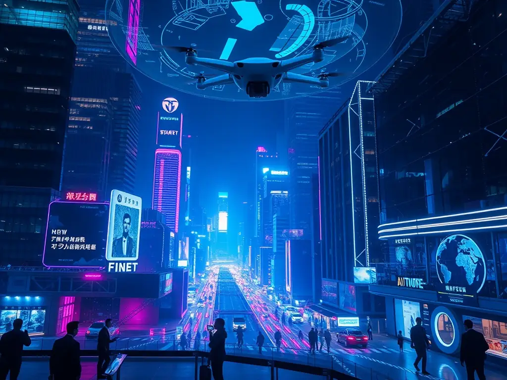 A futuristic image representing AI-powered solutions integrating seamlessly into various industries.