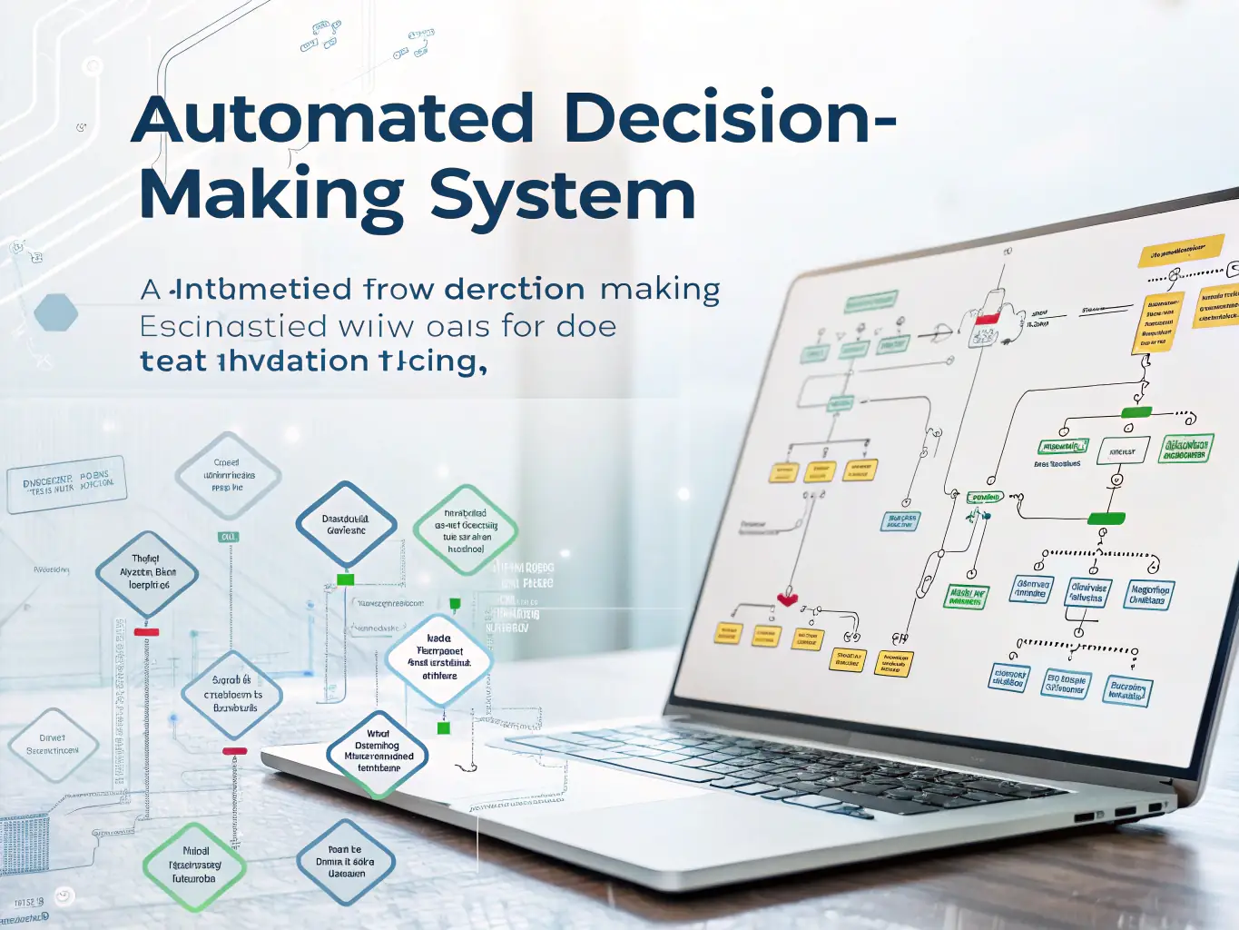 An AI interface displaying complex algorithms and decision trees, symbolizing cognitive decision-making systems.