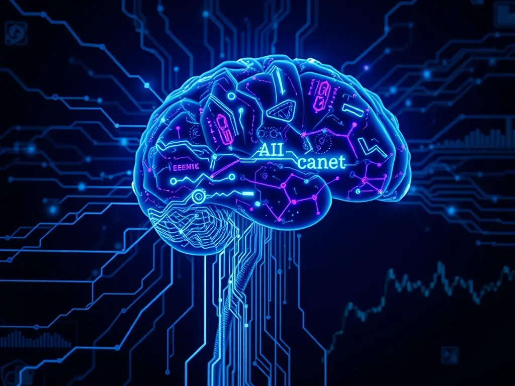 A visual representation of a cognitive decision-making system in action, highlighting its ability to analyze data and provide actionable insights.